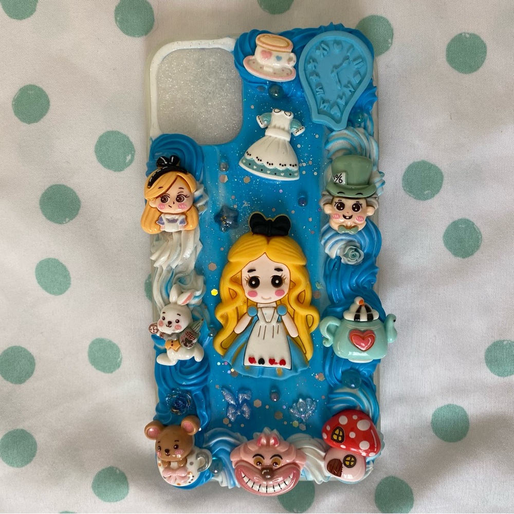 Blue Alice in Wonderland Themed iPhone 11 Case